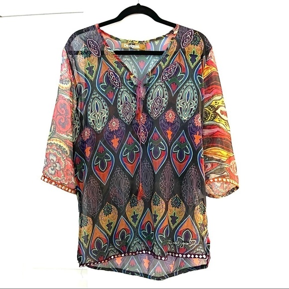Sheer geo print tunic top - Picture 2 of 6
